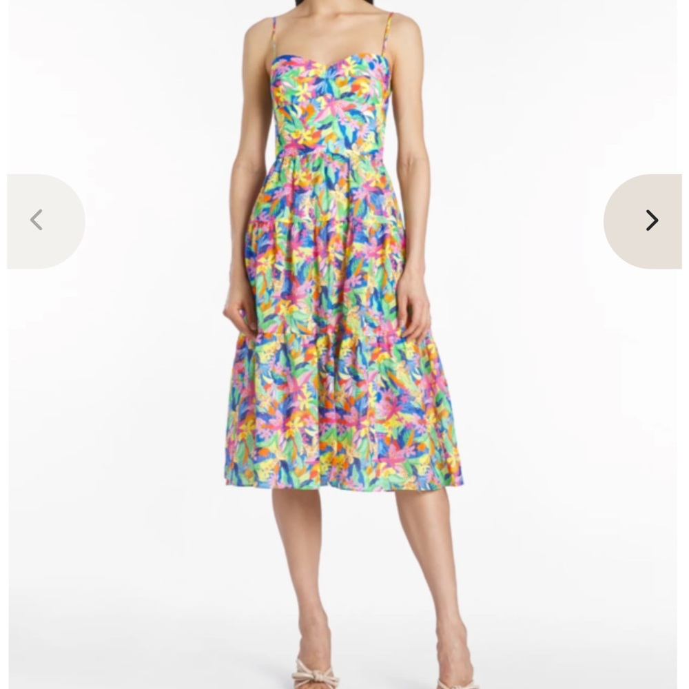 Amanda Uprichard Tula Midi Dress in Paradiso Print Size Medium